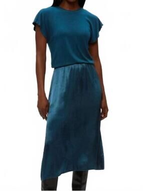NEW MICHAEL STARS meryl midi satin dress in rainforest